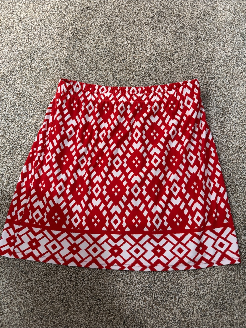 Susan Graver Red and White Geometric A-Line Skirt